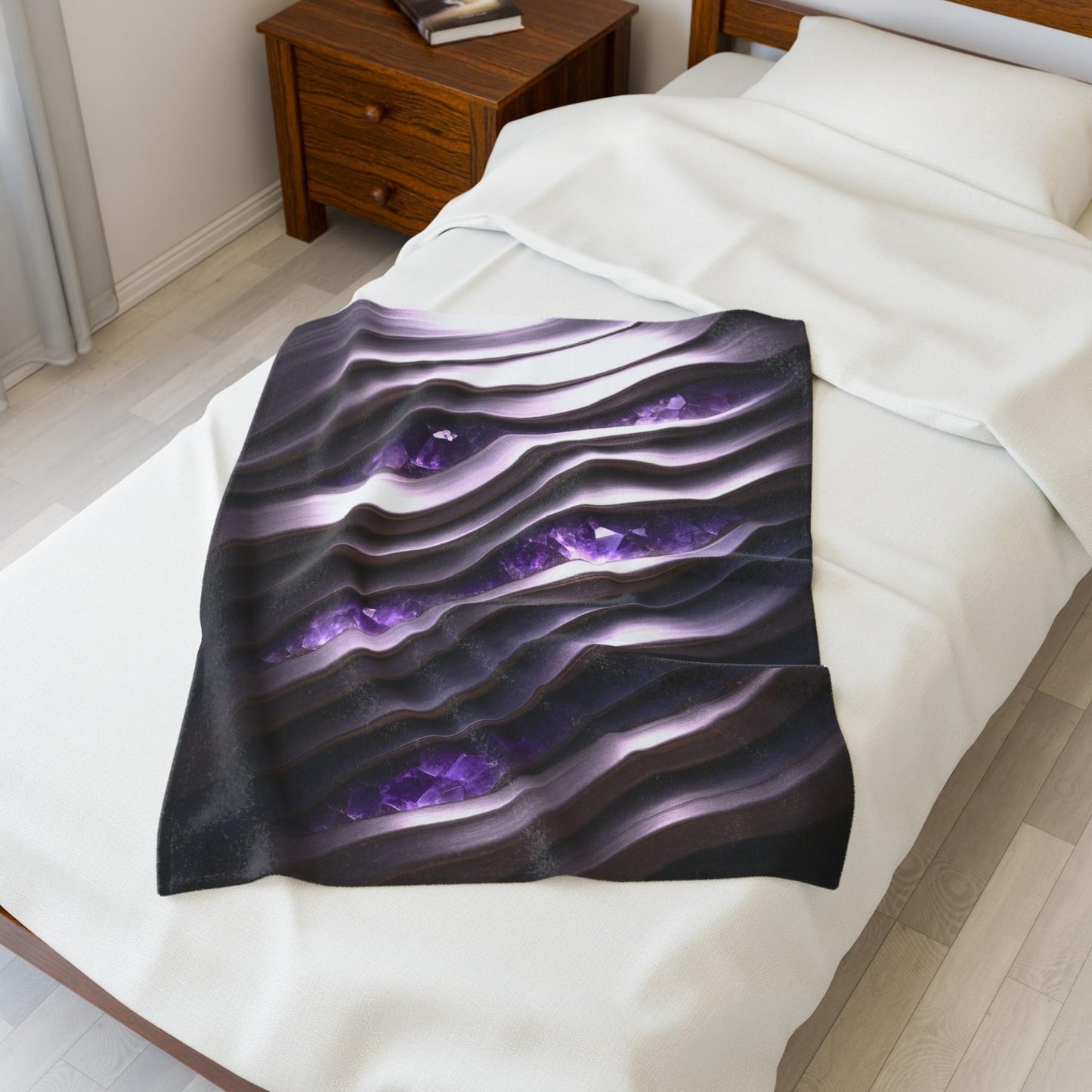 "Amethyst in Platinum Waves" Birthstones Collection Plush Blanket - Winsome Realms