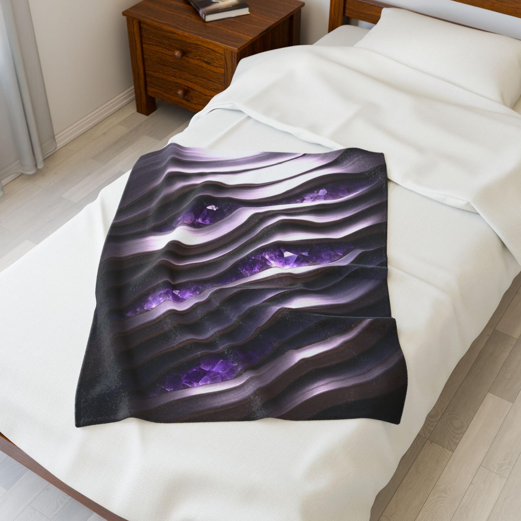 "Amethyst in Platinum Waves" Birthstones Collection Plush Blanket - Winsome Realms