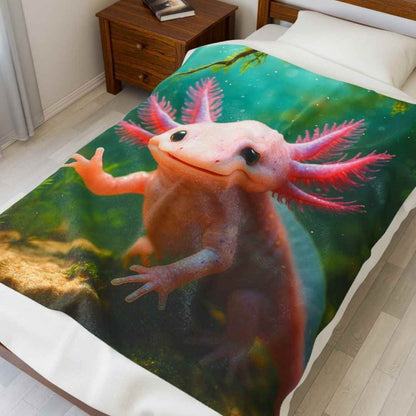 Axolotl Waves to her Friends - Plush Blanket - Winsome Realms