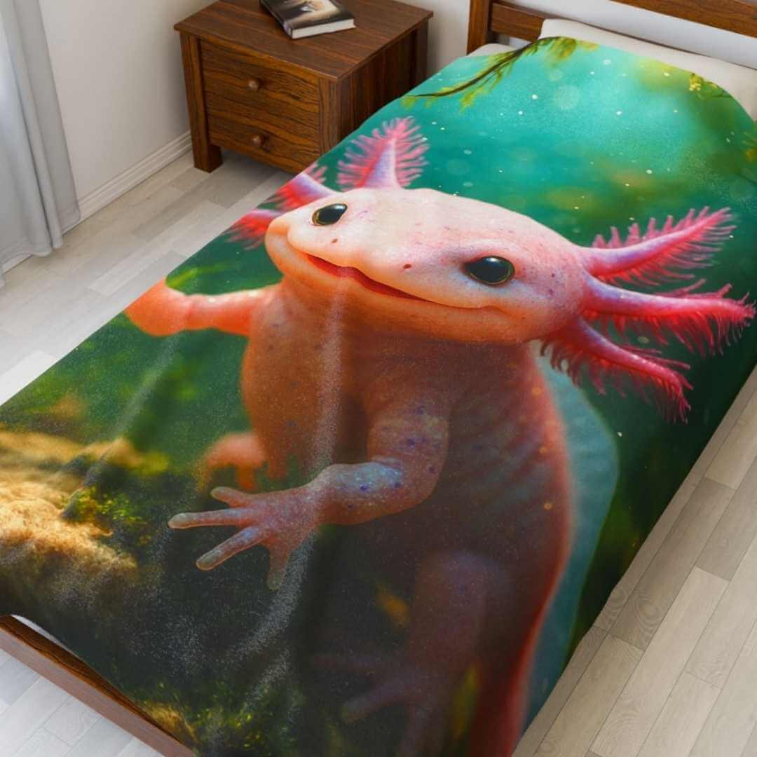 Axolotl Waves to her Friends - Plush Blanket - Winsome Realms