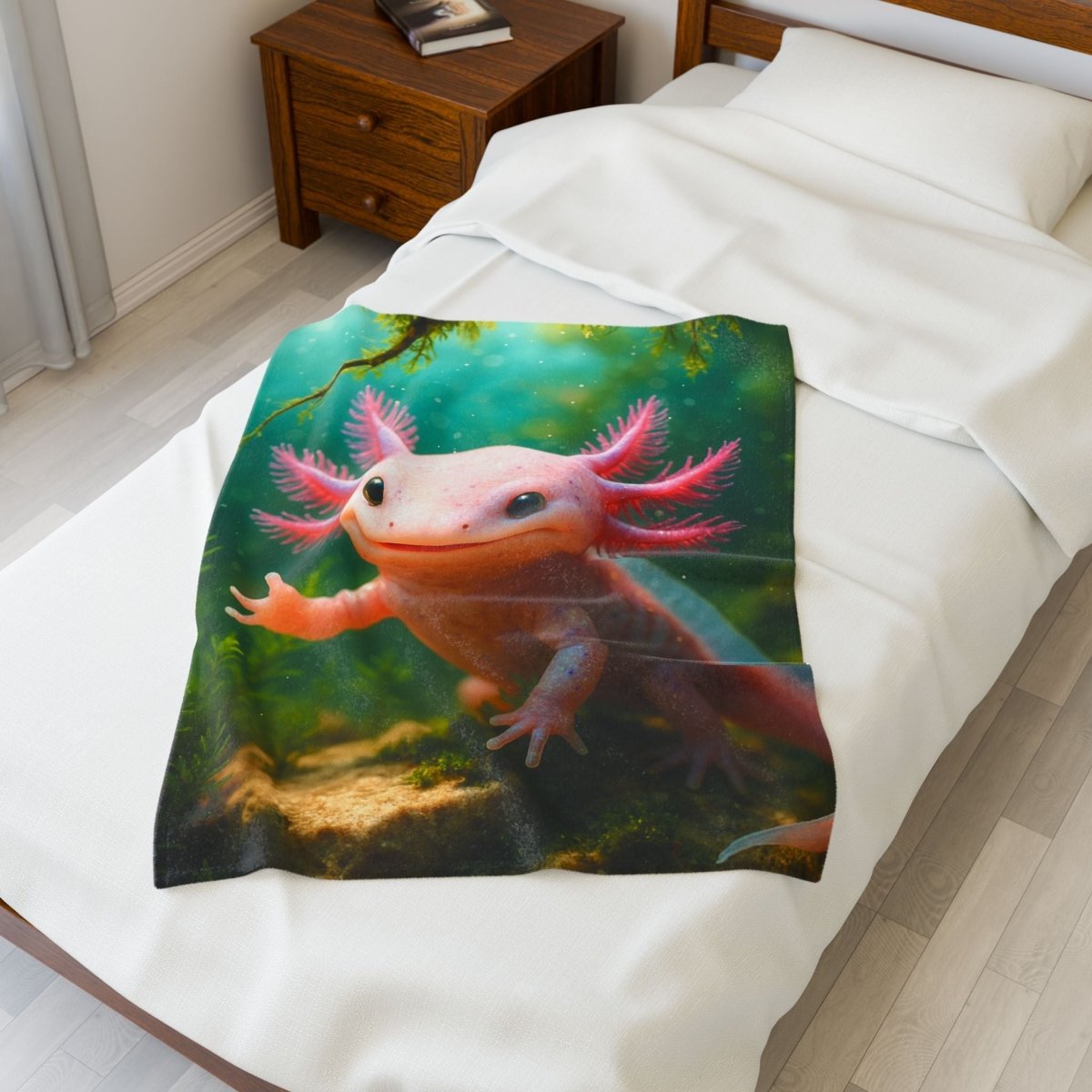 Axolotl Waves to her Friends - Plush Blanket - Winsome Realms
