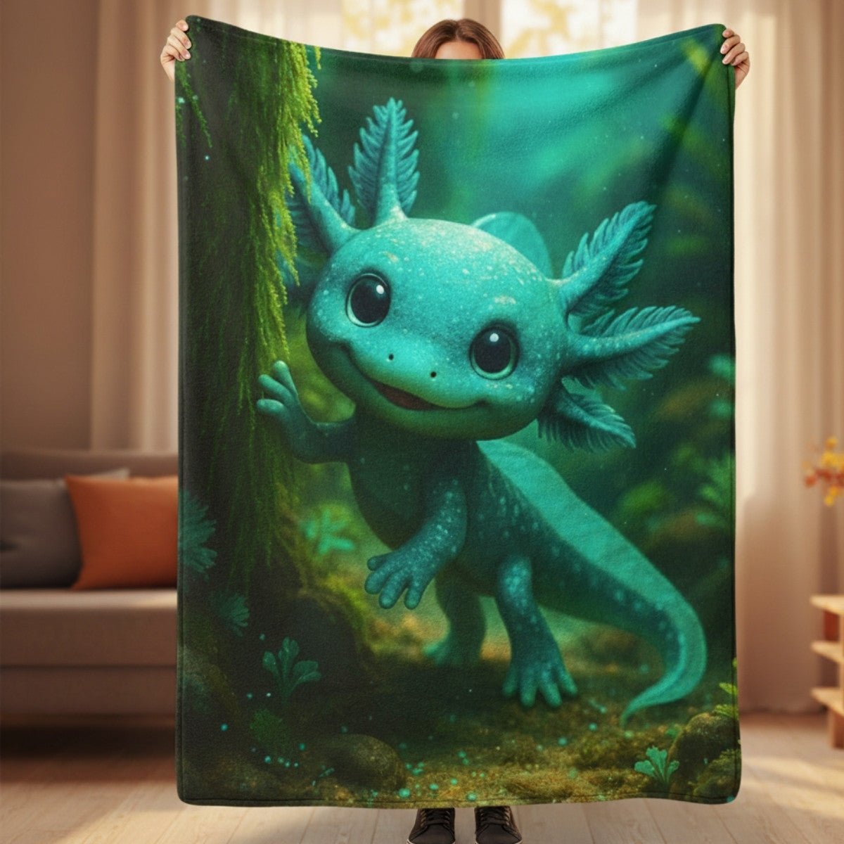 Blue Axolotl Cozy Plush Blanket | Winsome Realms - Winsome Realms