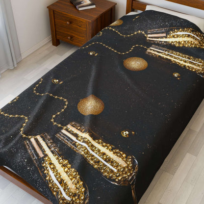 "Champagne and Golden Beads" Plush Blanket - Winsome Realms