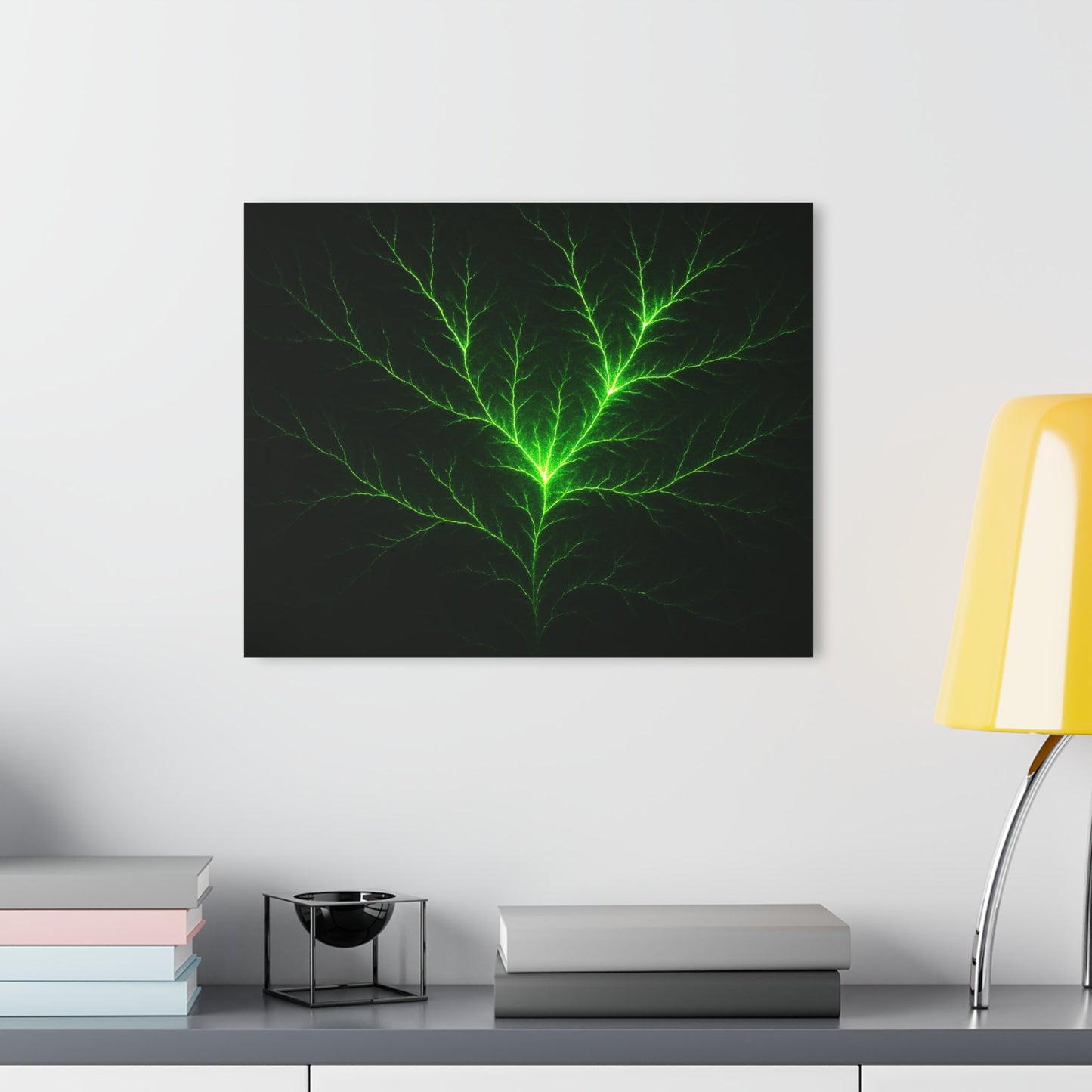 "Cosmic Green Bolts" Modern Acrylic Art Print 20"x16" - Winsome Realms
