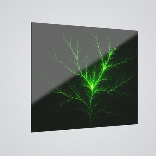 "Cosmic Green Bolts" Modern Acrylic Art Print 20"x16" - Winsome Realms