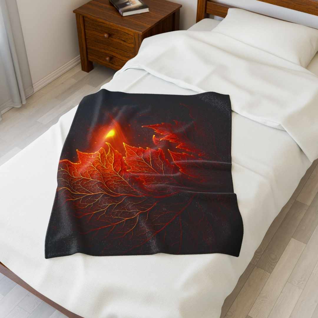 Cozy Enkindled Leaf Plush Blanket - The Winsome Realms