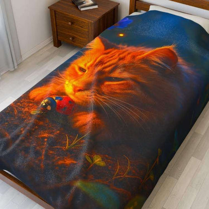 Cozy Plush Blanket — Bangel kitten & Ladybug | Winsome Realms - Winsome Realms