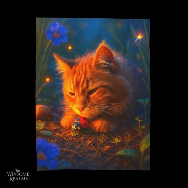Cozy Plush Blanket — Bangel kitten & Ladybug | Winsome Realms - Winsome Realms