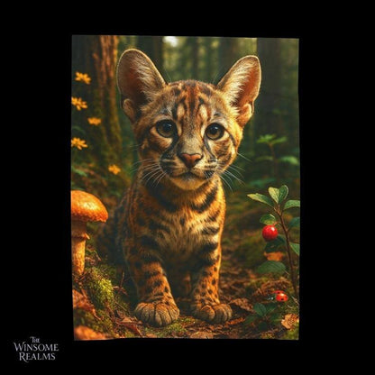 Cozy Plush Blanket — Big - eared Jaguar Cub | Winsome Realms - Winsome Realms