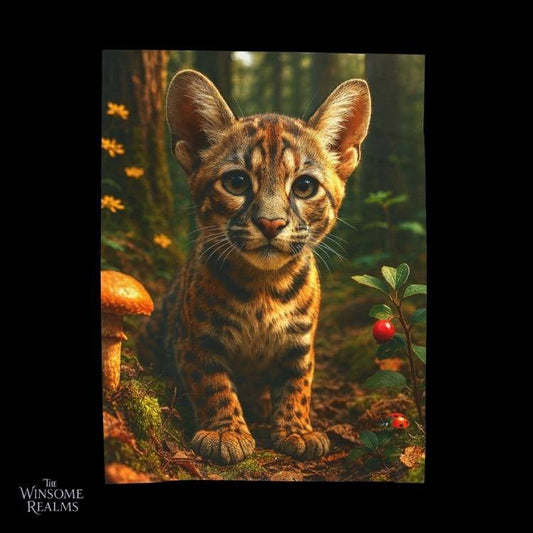 Cozy Plush Blanket — Big - eared Jaguar Cub | Winsome Realms - Winsome Realms