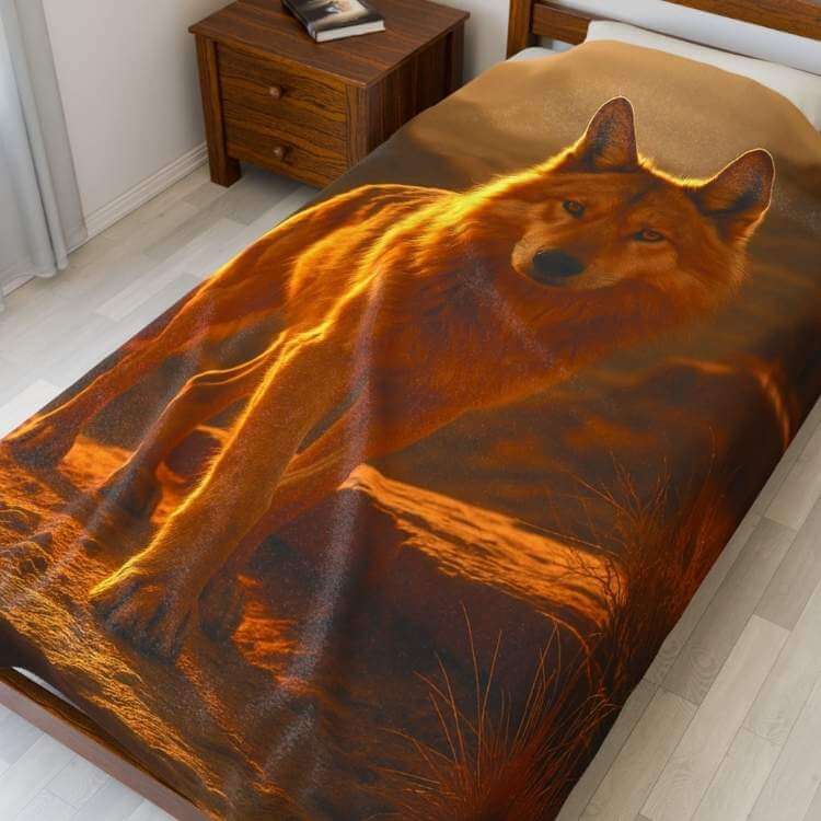 Cozy Plush Blanket — Canyon Dusty Wolf | Winsome Realms - Winsome Realms