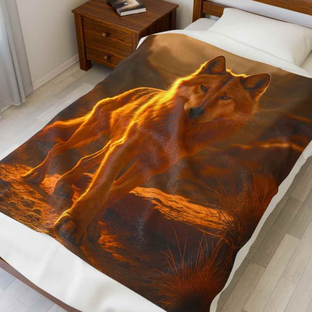 Cozy Plush Blanket — Canyon Dusty Wolf | Winsome Realms - Winsome Realms
