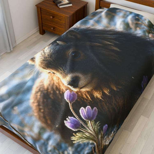 Cozy Plush Blanket — Cute Baby Muskox | Winsome Realms - Winsome Realms