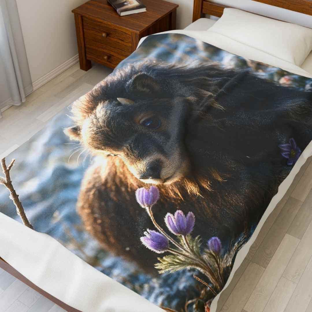 Cozy Plush Blanket — Cute Baby Muskox | Winsome Realms - Winsome Realms