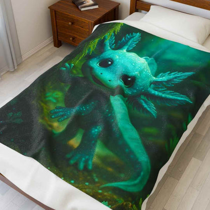 Cozy Plush Blanket — Cute Blue Axolotl | Winsome Realms - Winsome Realms
