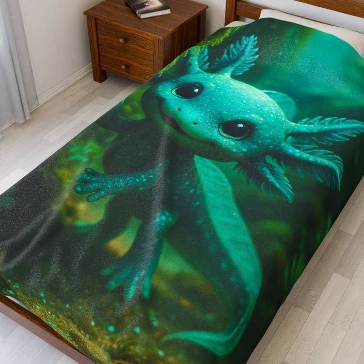 Cozy Plush Blanket — Cute Blue Axolotl | Winsome Realms - Winsome Realms