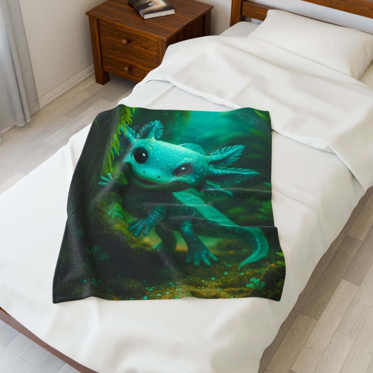 Cozy Plush Blanket — Cute Blue Axolotl | Winsome Realms - Winsome Realms