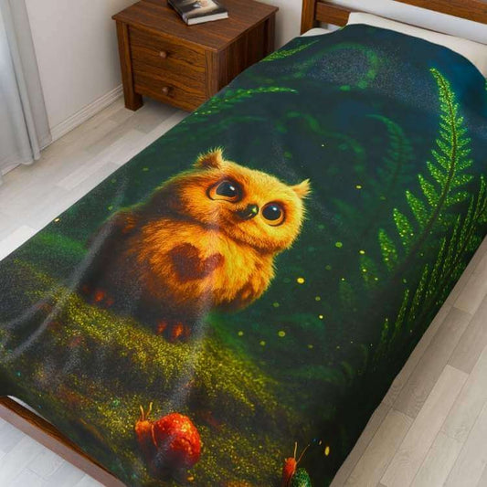 Cozy Plush Blanket — Whimsical Owl | Winsome Realms - Winsome Realms