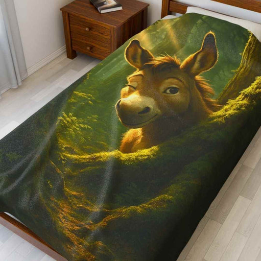 Cozy Woodland Donkey - Velveteen Plush Blanket - Winsome Realms