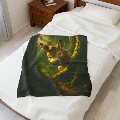Cozy Woodland Donkey - Velveteen Plush Blanket - Winsome Realms