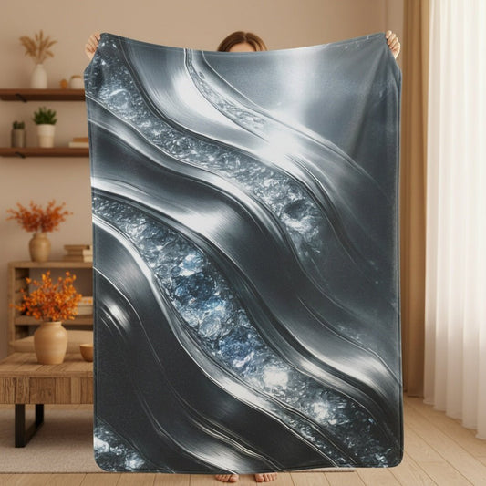 "Diamonds and Platinum" Birthstones Collection Plush Blanket - Winsome Realms