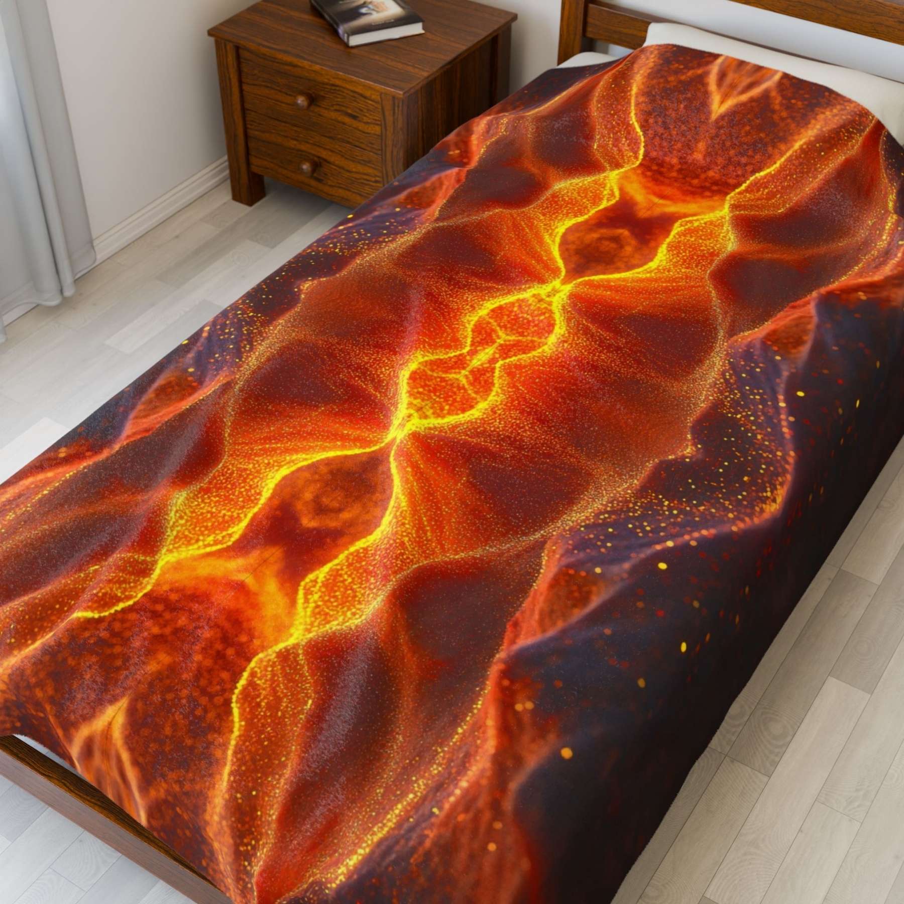 "Ember Dust and Shadow Sparks" Plush Blanket - Winsome Realms