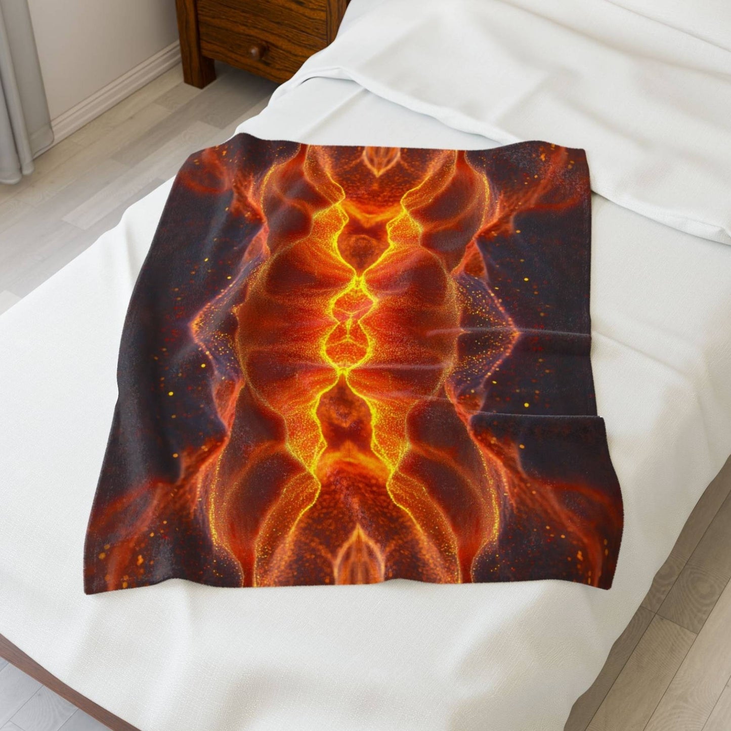 "Ember Dust and Shadow Sparks" Plush Blanket - Winsome Realms