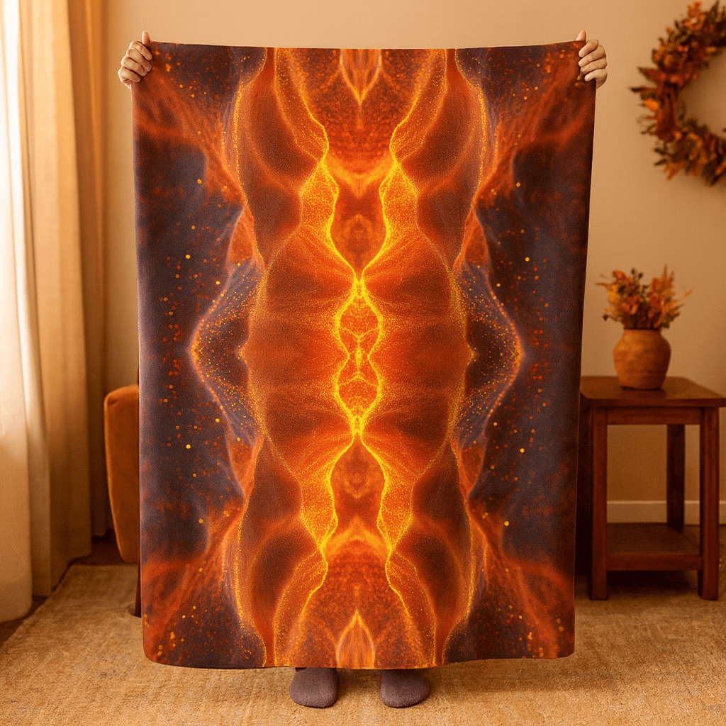 "Ember Dust and Shadow Sparks" Plush Blanket - Winsome Realms