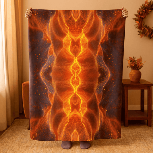 "Ember Dust and Shadow Sparks" Plush Blanket - Winsome Realms