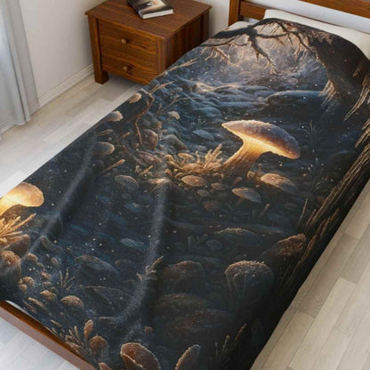 Enchanted Glowing Mushroom Forest Plush Blanket - Winsome Realms