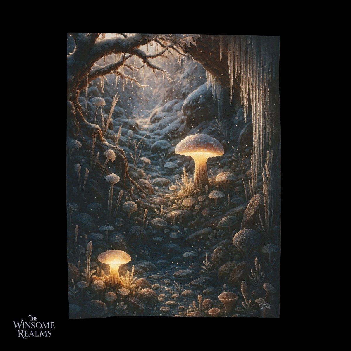 Enchanted Glowing Mushroom Forest Plush Blanket - Winsome Realms