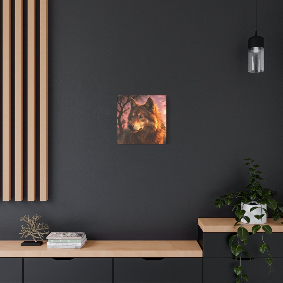 First Wolf at Sunrise | Matte Canvas - Stretched - Winsome Realms