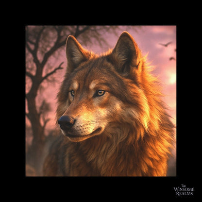 First Wolf at Sunrise | Matte Canvas - Stretched - Winsome Realms