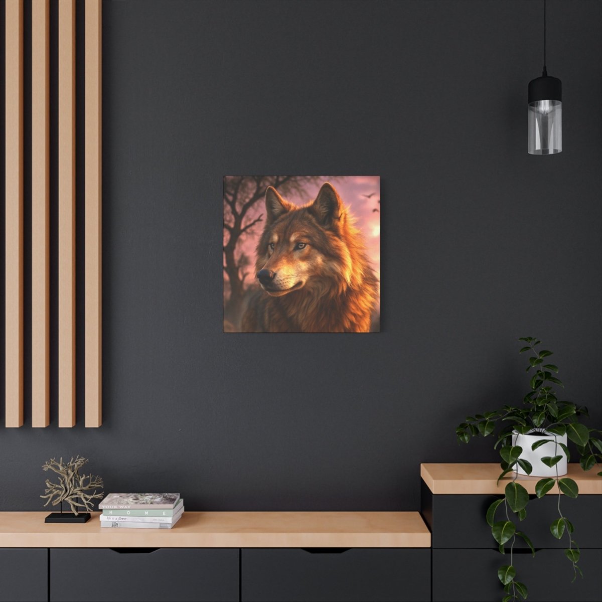 First Wolf at Sunrise | Matte Canvas - Stretched - Winsome Realms