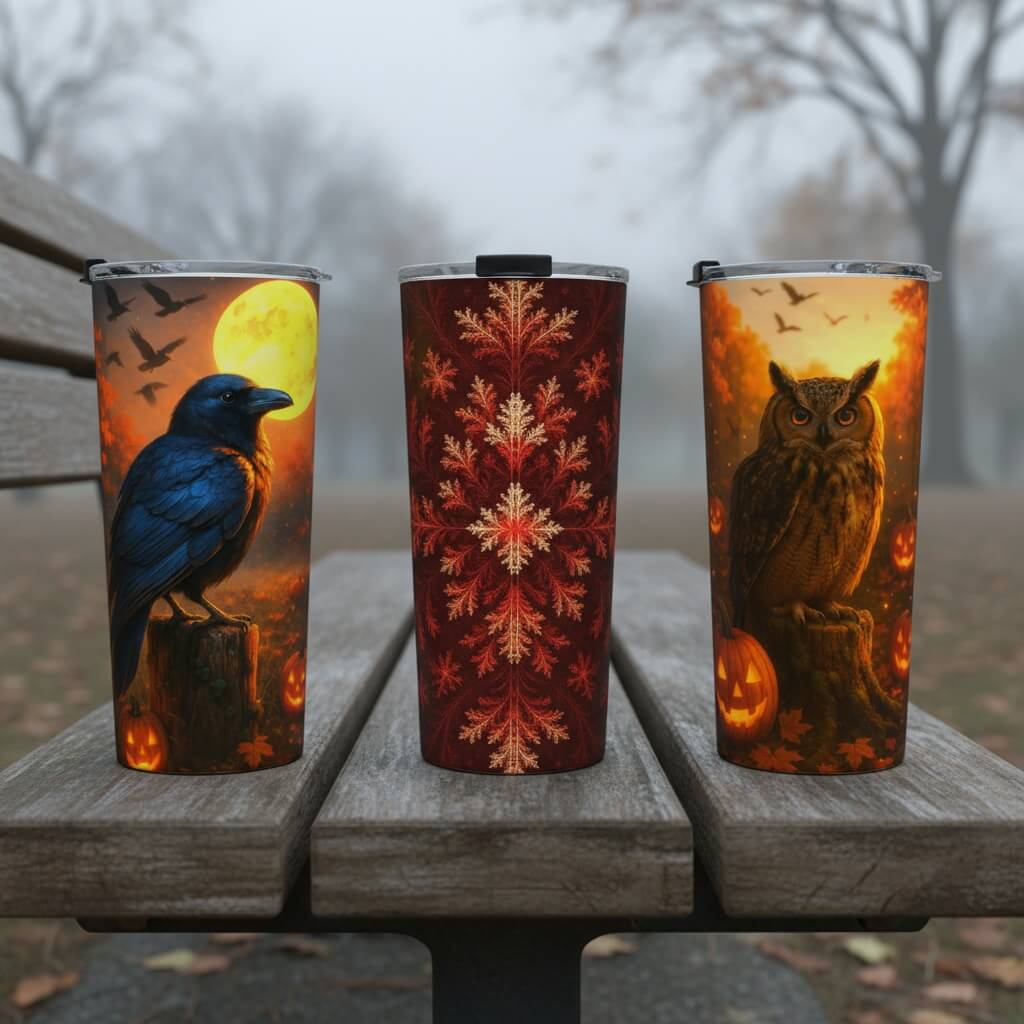 Flowing Autumn Leaves 20oz Stainless Steel Tumbler | Cozy Drinkware by Winsome Realms - Winsome Realms