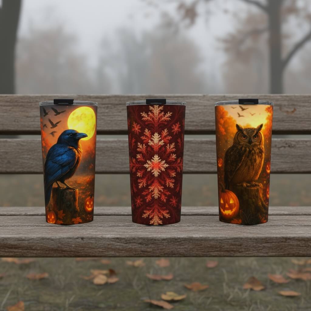 Flowing Autumn Leaves 20oz Stainless Steel Tumbler | Cozy Drinkware by Winsome Realms - Winsome Realms