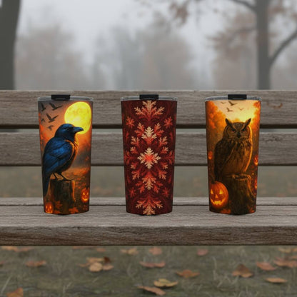 Flowing Autumn Leaves 20oz Stainless Steel Tumbler | Cozy Drinkware by Winsome Realms - Winsome Realms