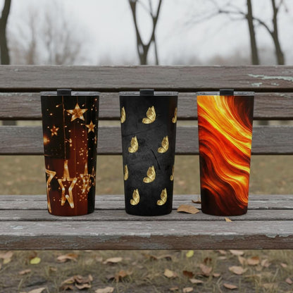 Golden Butterflies 20oz Stainless Steel Tumbler | Cozy Drinkware by Winsome Realms - Winsome Realms
