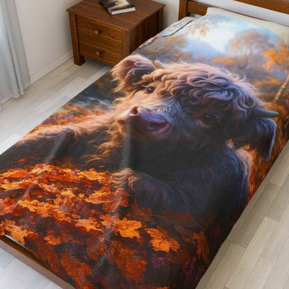 Gray Highland Cow Plush Blanket 1 — Winsome Realms - Winsome Realms
