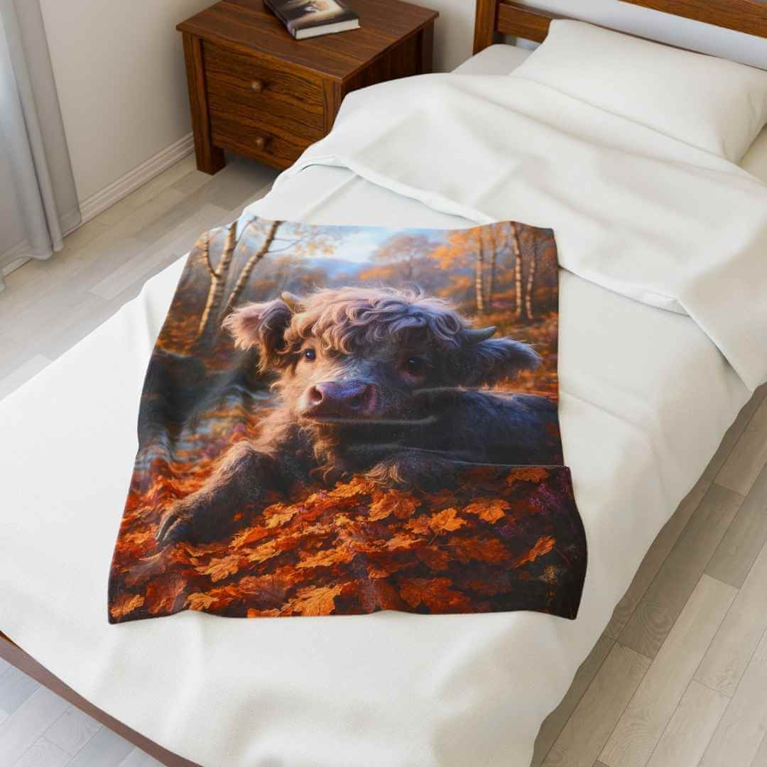Gray Highland Cow Plush Blanket 1 — Winsome Realms - Winsome Realms