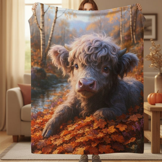 Gray Highland Cow Plush Blanket 1 — Winsome Realms - Winsome Realms