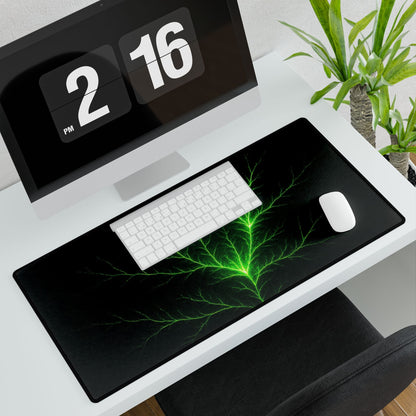 Green Lightning Fractal Art Desk Mat - Winsome Realms