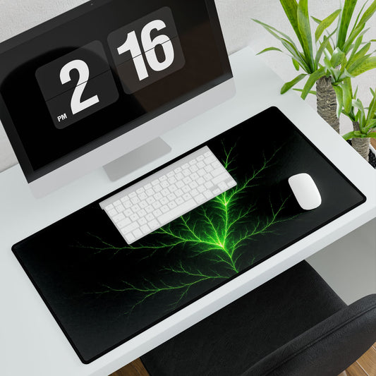 Green Lightning Fractal Art Desk Mat - Winsome Realms