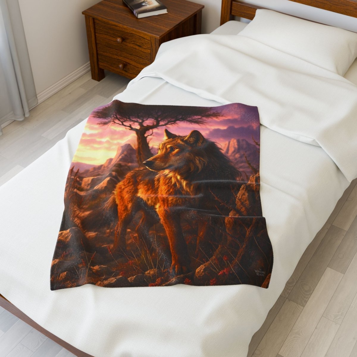 Majestic Wolf Print - Velveteen Plush Blanket 1 - Winsome Realms