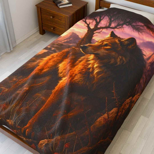 Majestic Wolf Print - Velveteen Plush Blanket 1 - Winsome Realms