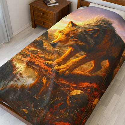 Majestic Wolf Print Velveteen Plush Blanket 2 - Winsome Realms