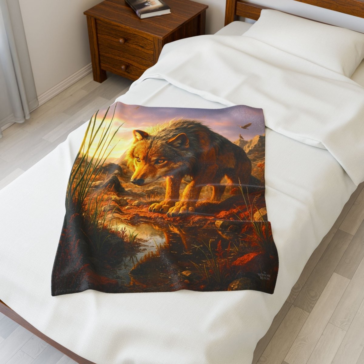 Majestic Wolf Print Velveteen Plush Blanket 2 - Winsome Realms