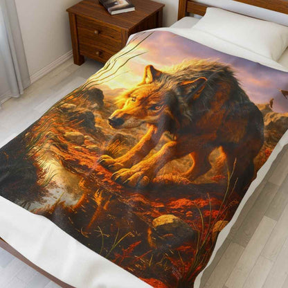 Majestic Wolf Print Velveteen Plush Blanket 2 - Winsome Realms