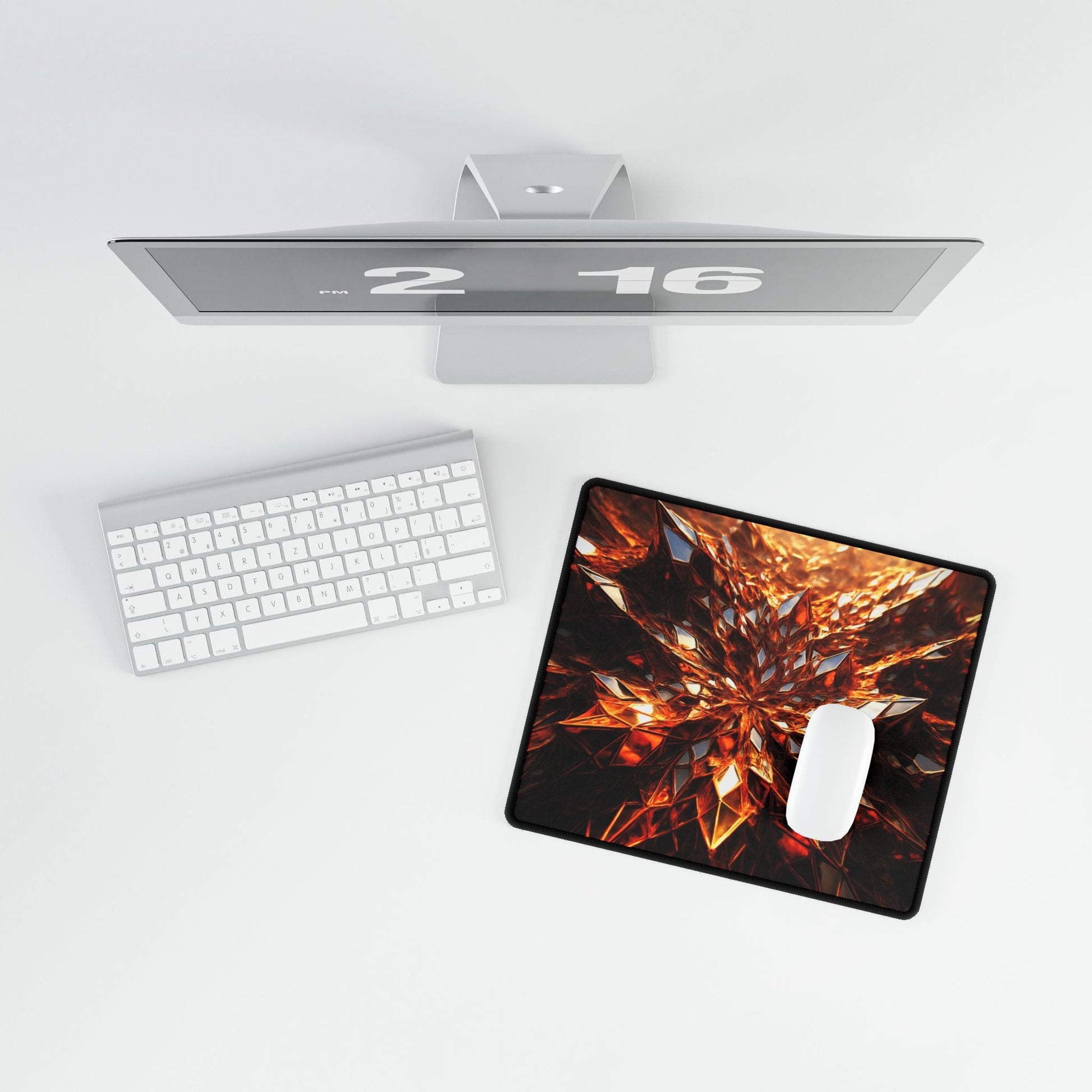 Mirrored Obsidian Jaggeds Fractal Art Desk Mat - Winsome Realms