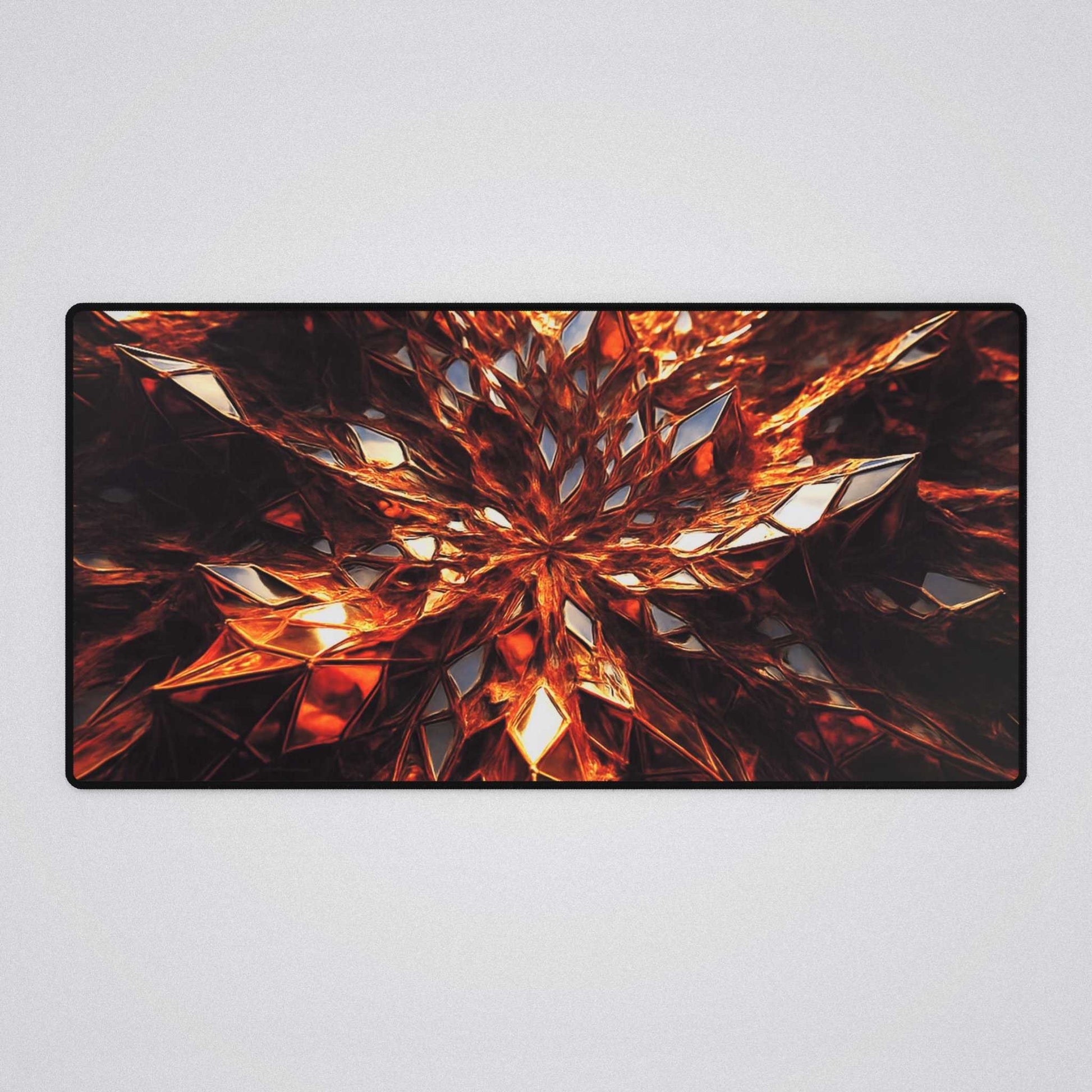 Mirrored Obsidian Jaggeds Fractal Art Desk Mat - Winsome Realms